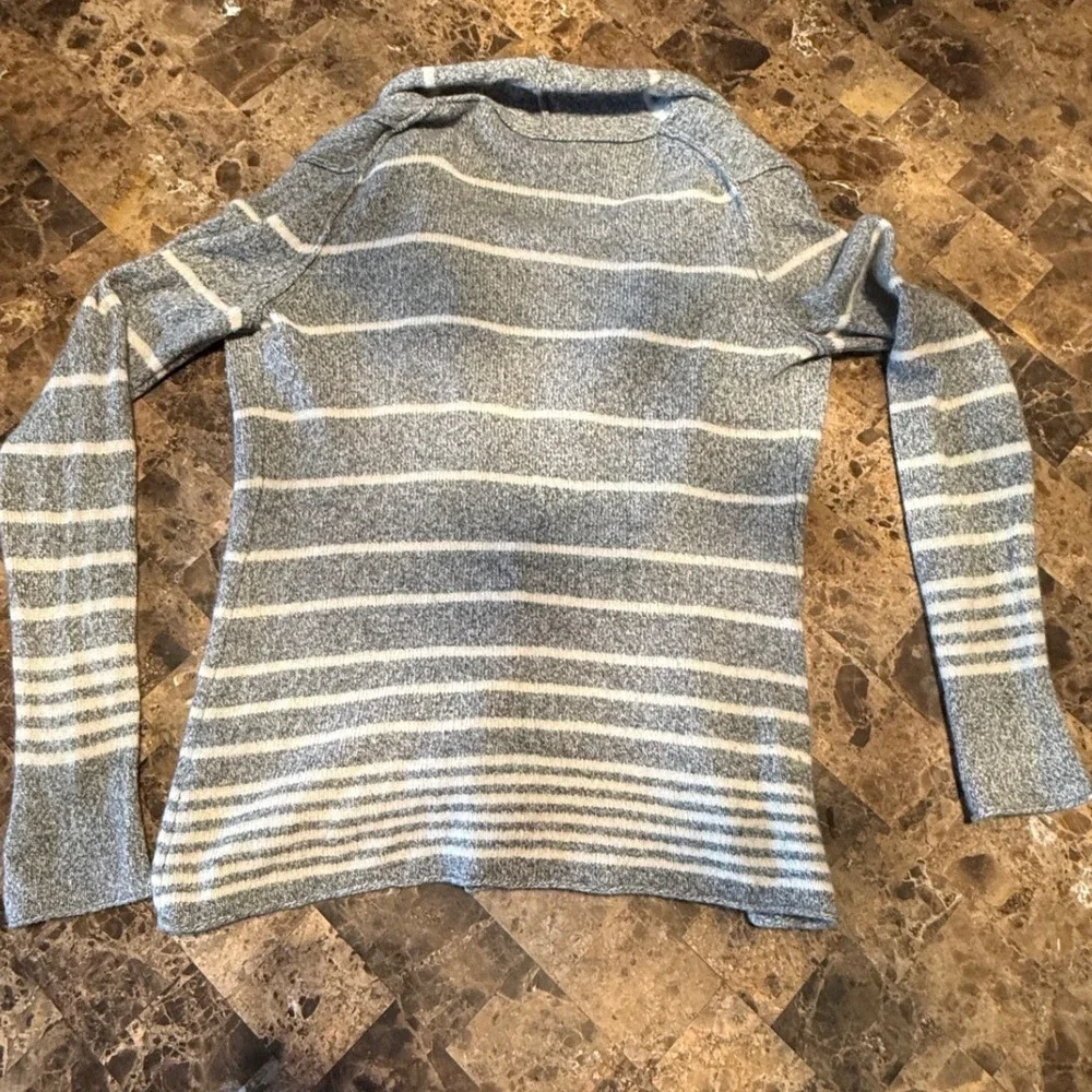 Banana Republic Grey Striped Lambswool Cashmere Shawl Collar Cardigan Sweater M